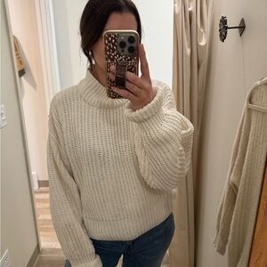 Cozy Cream Ribbed Knit Women's Sweater